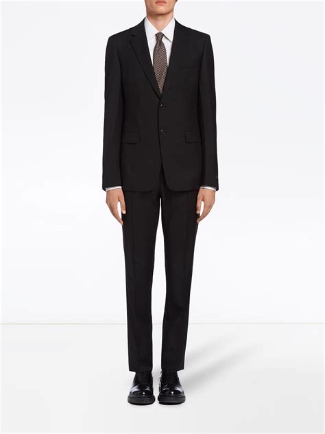 prada slim fit suit|Black Single.